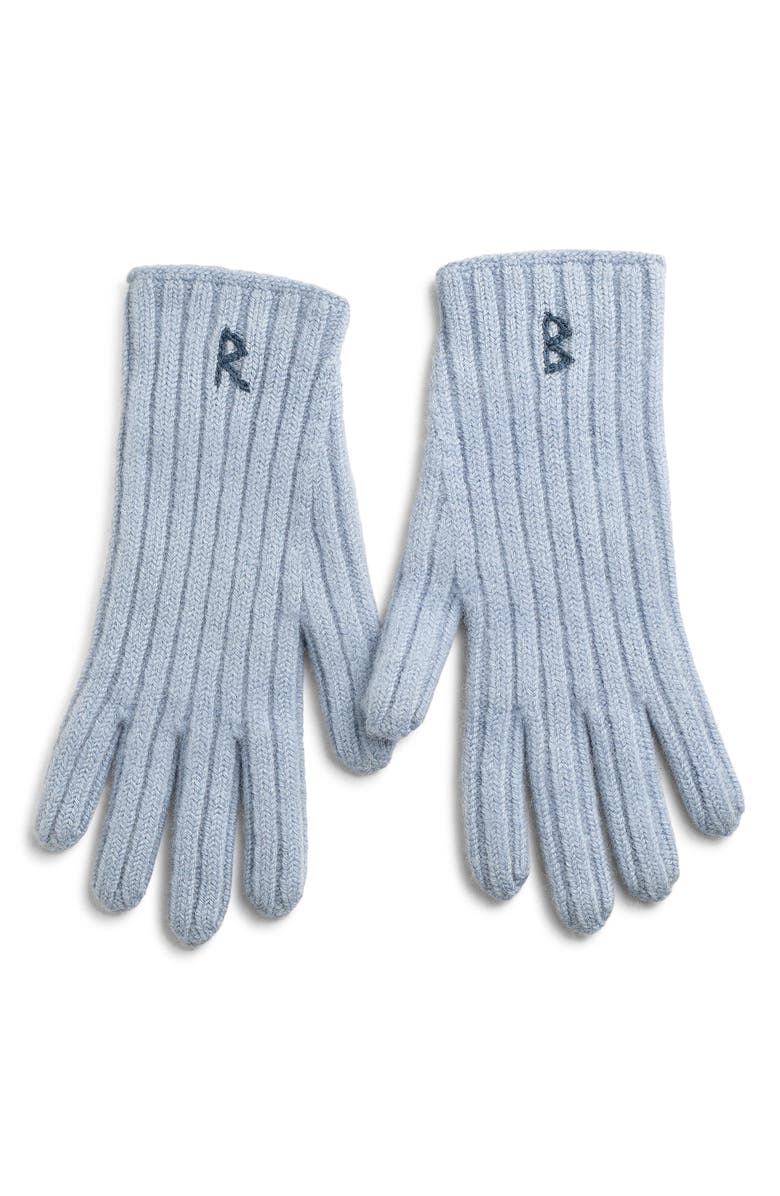 Ruslan Baginskiy Monogram Embroidered Merino Wool Gloves, Main, color, Light Blue