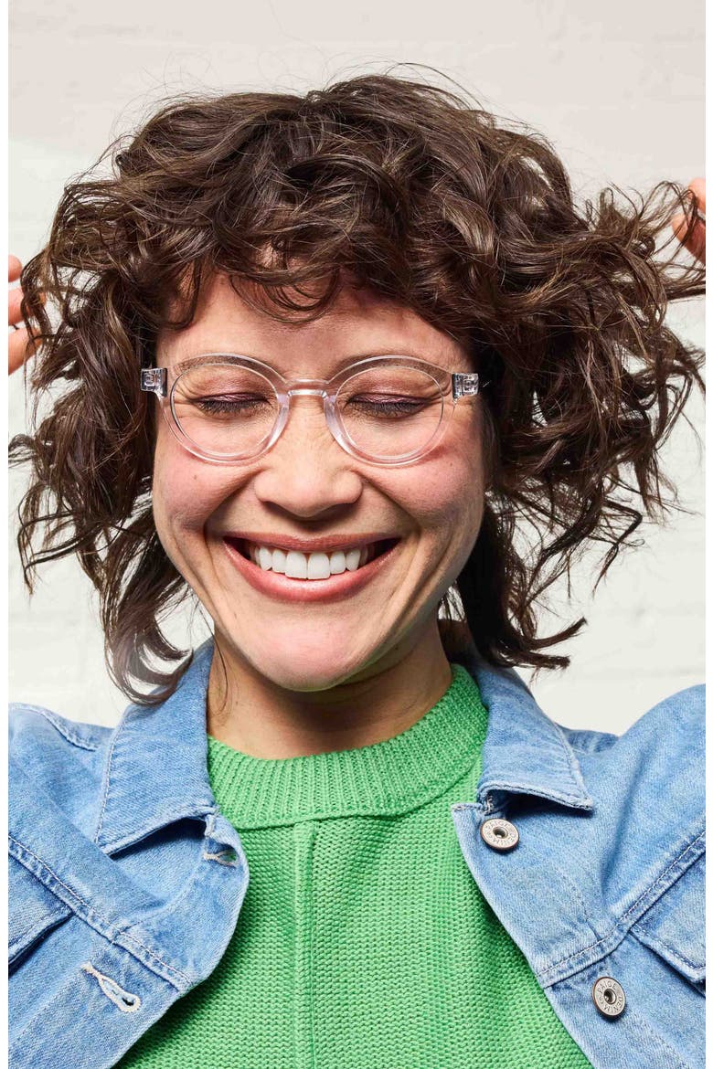 TV Party 44mm Round Reading Glasses, Alternate, color, CLEAR/BLACK / CLEAR