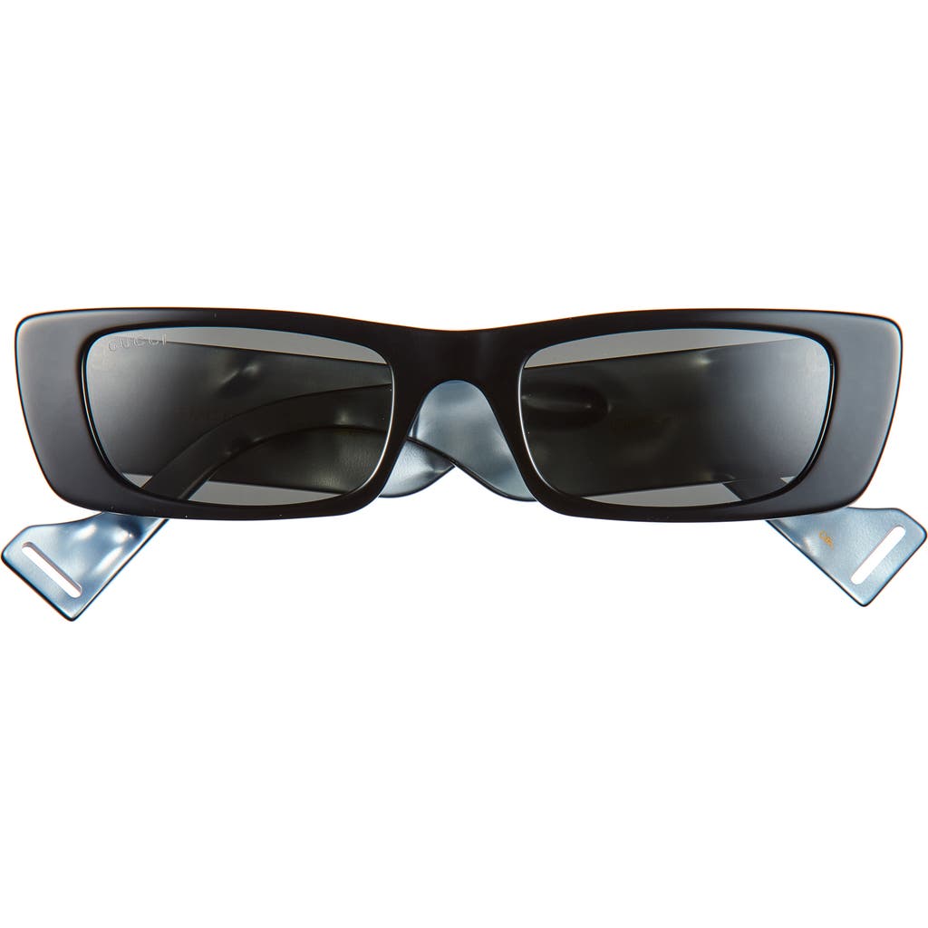Gucci 52mm Rectangular Sunglasses In Black Black Grey