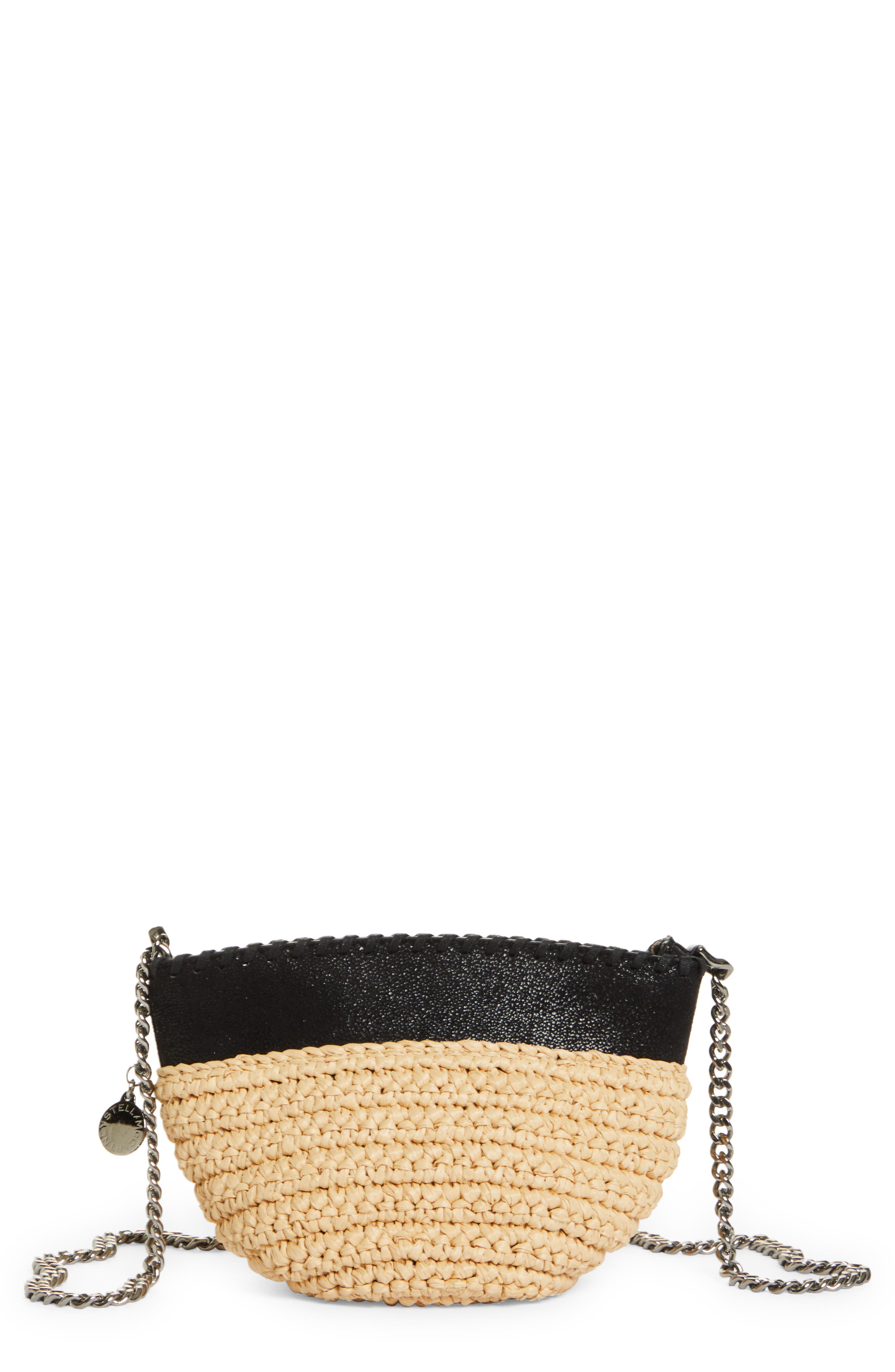 Stella McCartney Small Falabella Raffia Crossbody Bag, Main, color, 