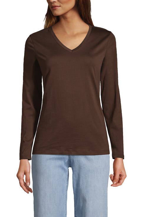 Relaxed Supima Cotton Long Sleeve V-Neck T-Shirt