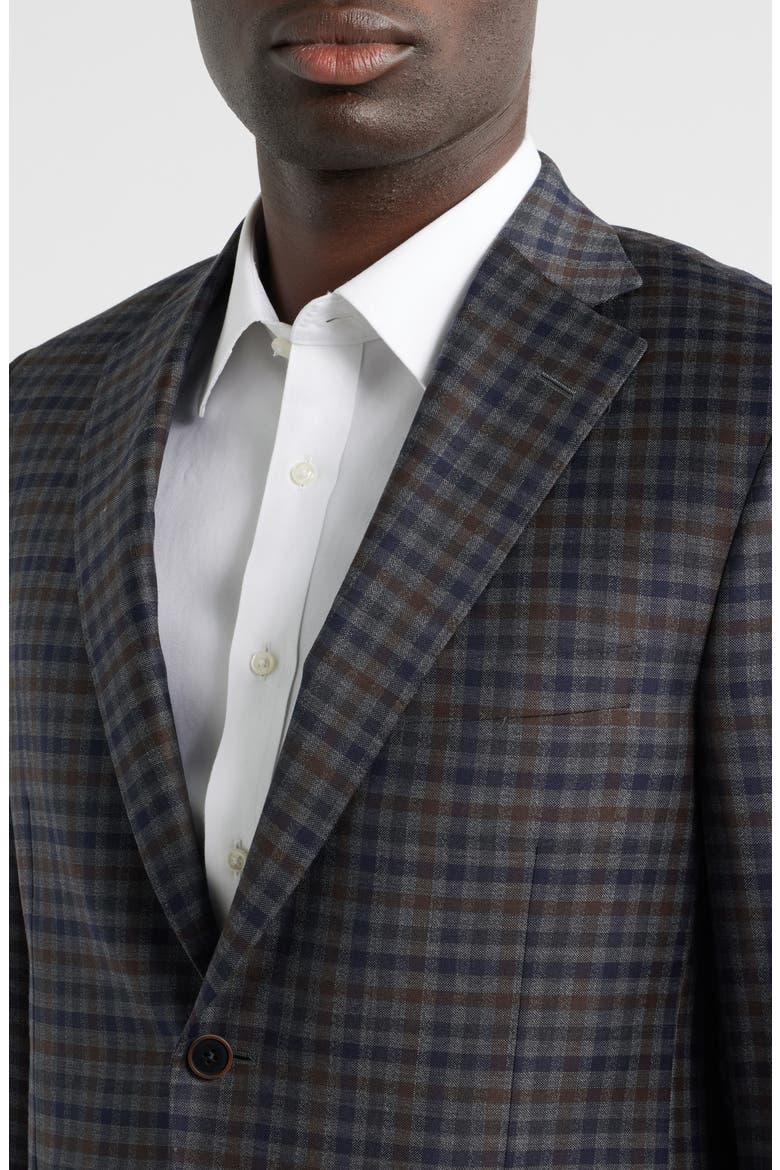 Milano Regular Fit Check Super 130s Wool Sport Coat, Alternate, color, GREY