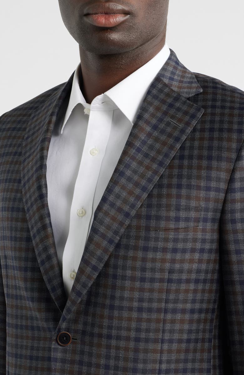 Heritage Gold Milano Contemporary Fit Check Super 130s Wool Sport Coat, Alternate, color, Grey