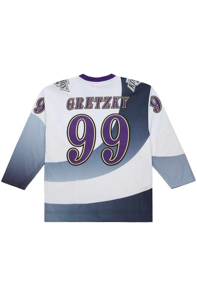Men's Mitchell & Ness Wayne Gretzky White Los Angeles Kings Big & Tall 1995-96 Blue Line 2.0 Jersey, Alternate, color, White