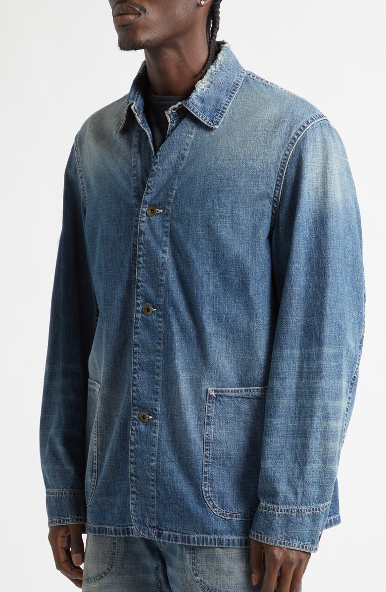Maison Margiela Ripped & Repaired Chambray Jacket, Alternate, color, Washed Blue