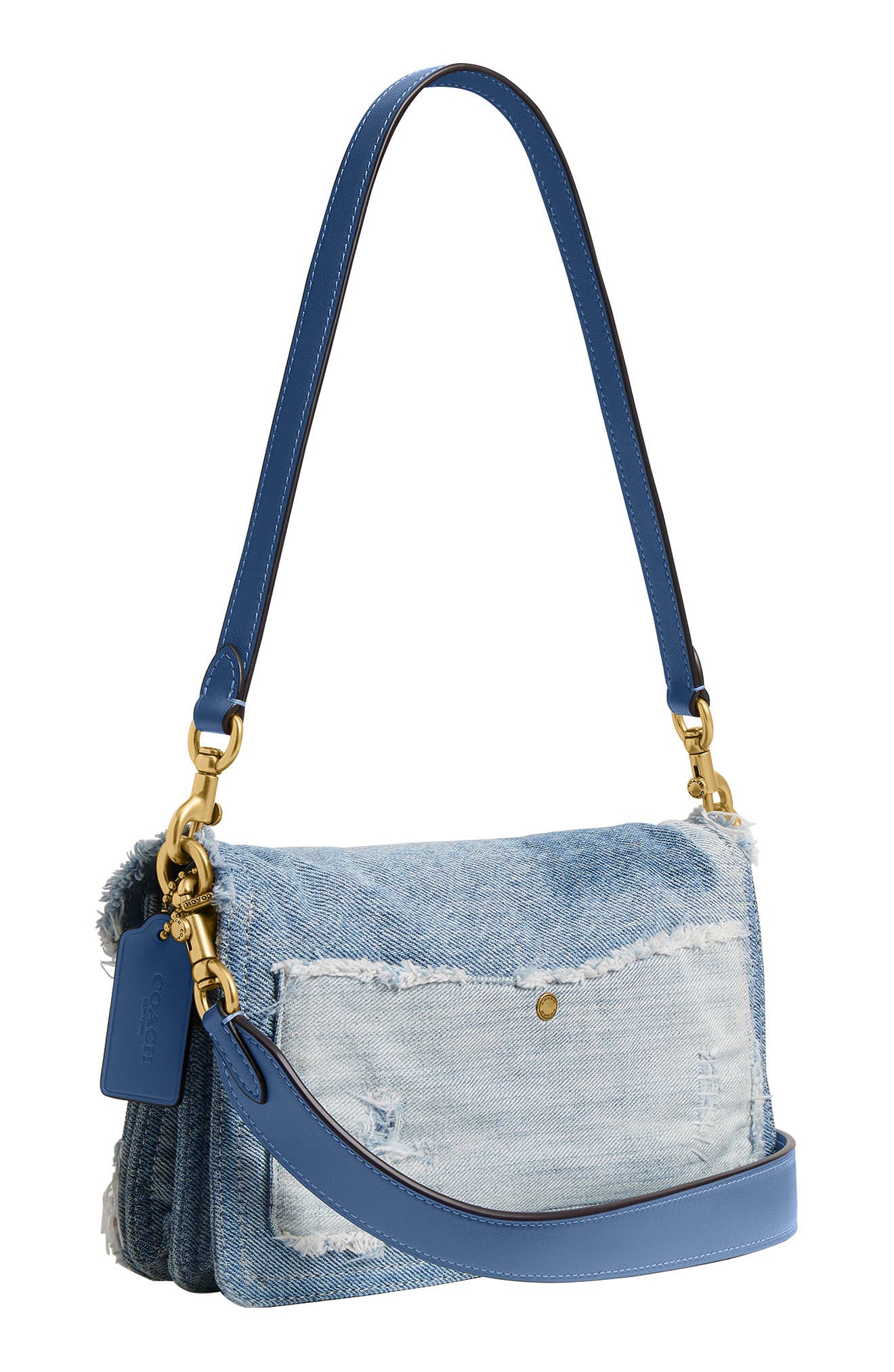 COACH Tabby 26 Upcycled Denim Patchwork Shoulder Bag, Alternate, color, Denim Multi
