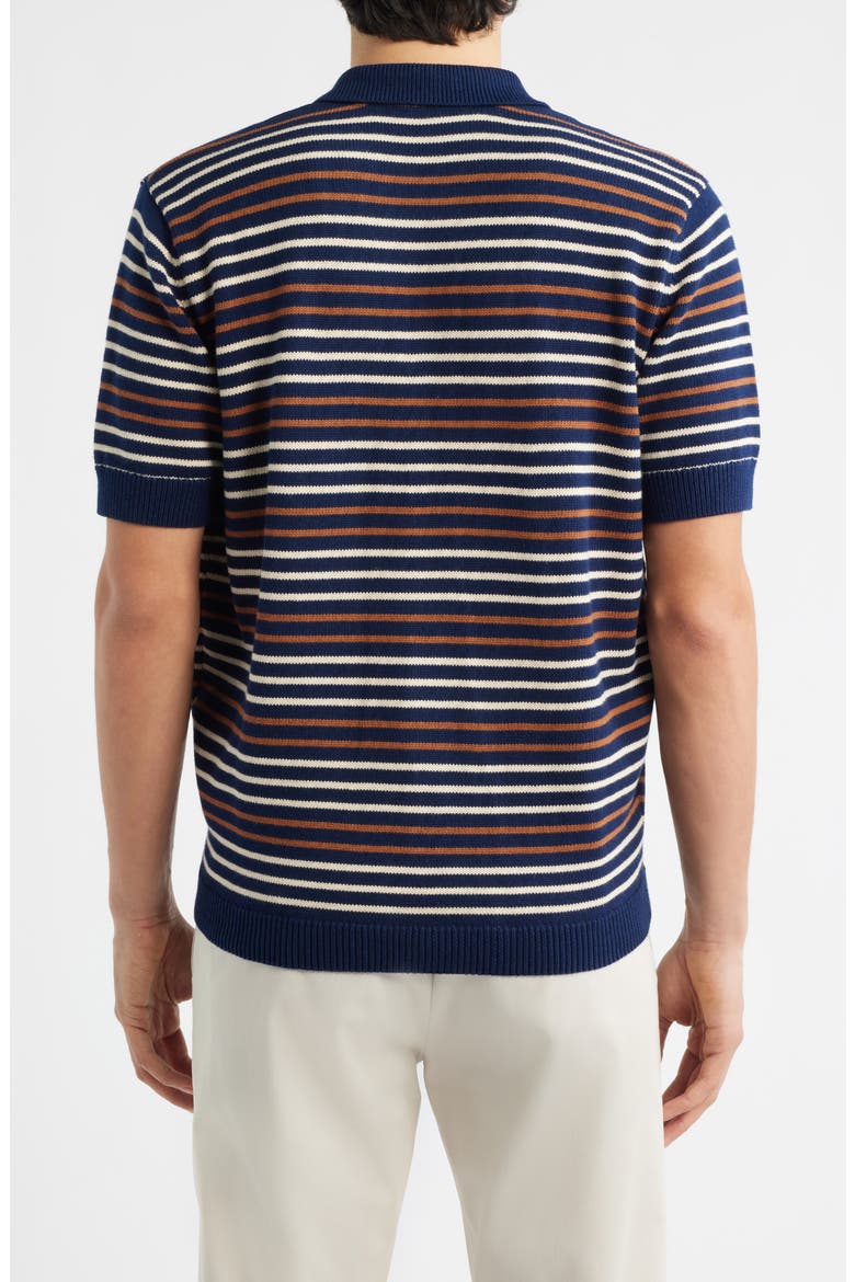 Douglas Stripe Johnny Collar Polo, Alternate, color, NAVY
