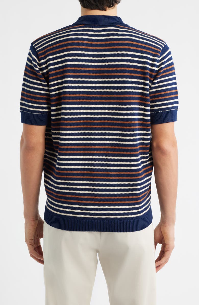 Percival Douglas Stripe Johnny Collar Polo, Alternate, color, Navy