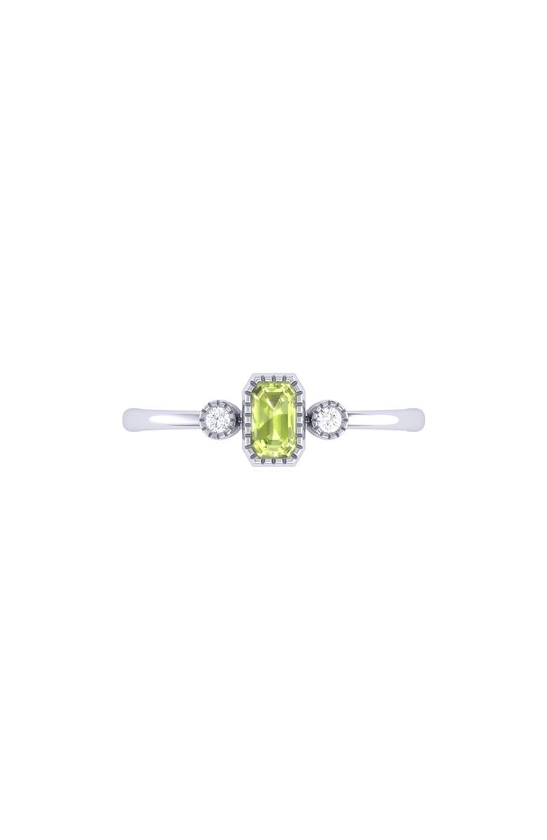 LuvMyJewelry La Vie Emerald Cut Peridot & Diamond Ring - 0.04ct., Alternate, color, 14K White Gold/ Green