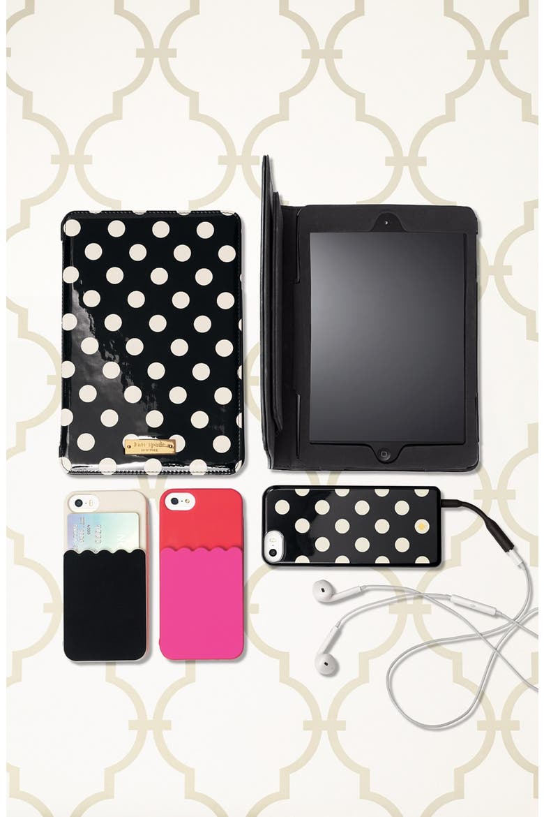 'scallop pocket' card holder iPhone 5 & 5s case, Alternate, color, BLACK/ CLOTTED CREAM