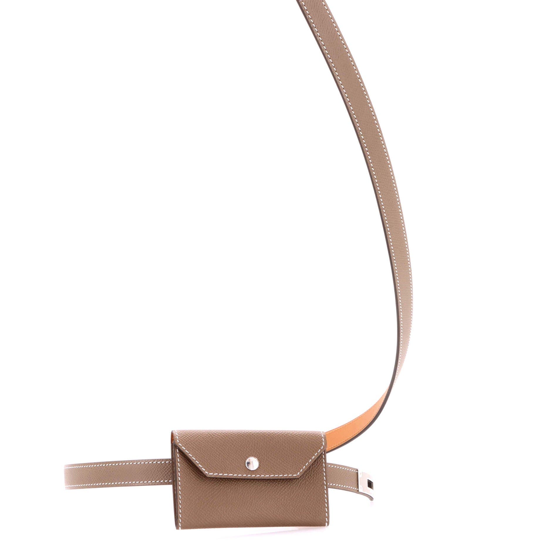 Pre-Owned Hermes Kelly Pocket Belt Leather Thin, Alternate, color, Gray