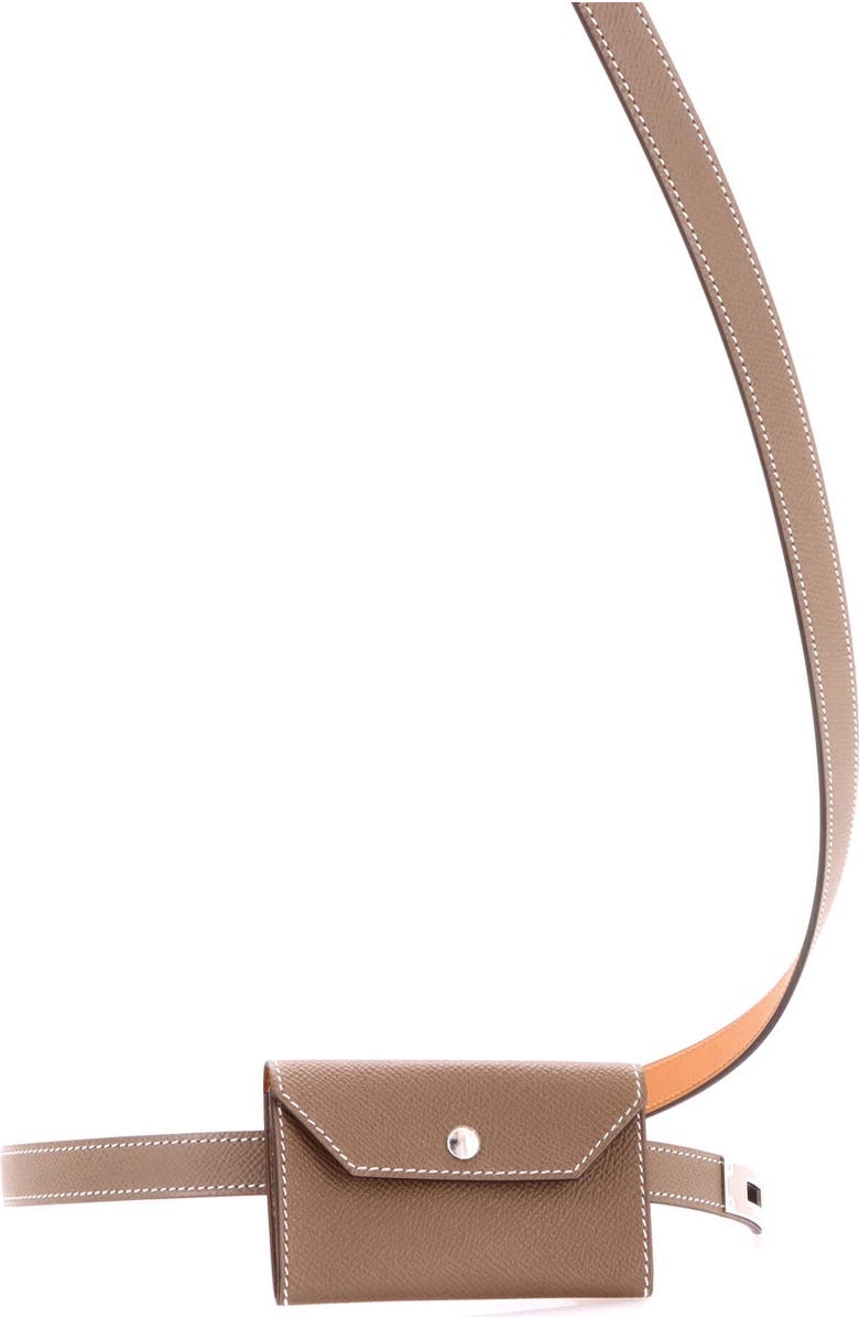 Pre-Owned Hermes Kelly Pocket Belt Leather Thin, Alternate, color, Gray