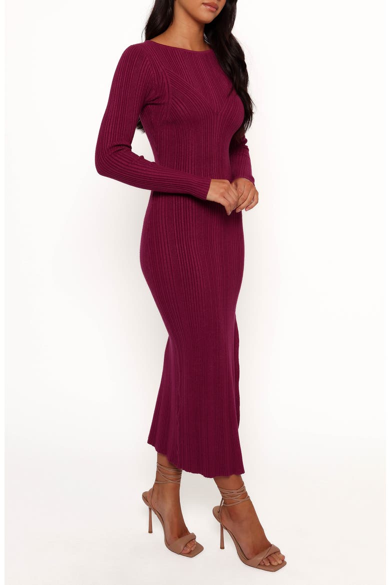 Mattie Long Sleeve Rib Maxi Dress, Alternate, color, PLUM