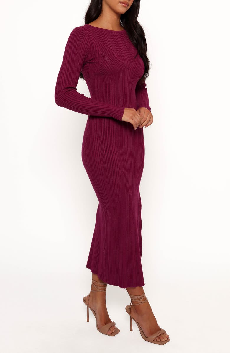 Petal & Pup Mattie Long Sleeve Rib Maxi Dress, Alternate, color, Plum