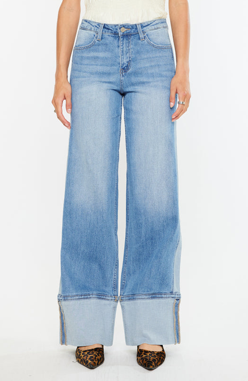 Kancan Arlene High Rise Wide Leg Jeans In Blue