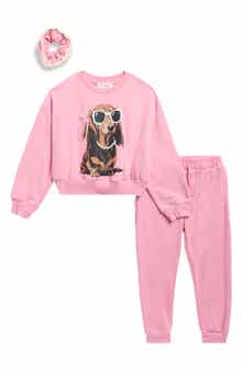Kids' French Terry Sweatshirt, Joggers & Scrunchie 3-Piece Set