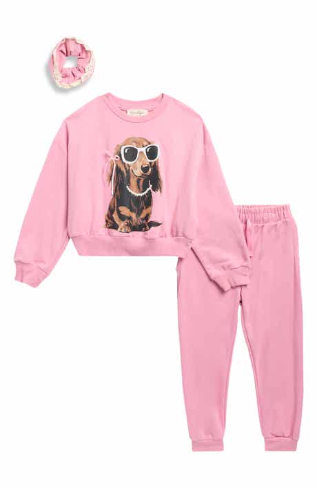 Kids' French Terry Sweatshirt, Joggers & Scrunchie 3-Piece Set