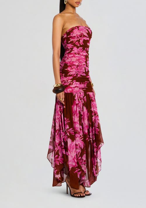 Retroféte Teryn Silk Chiffon Strapless Maxi Dress In Camellia Reverie