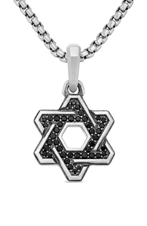 Deco Star of David Pendant with Pavé Black Diamonds