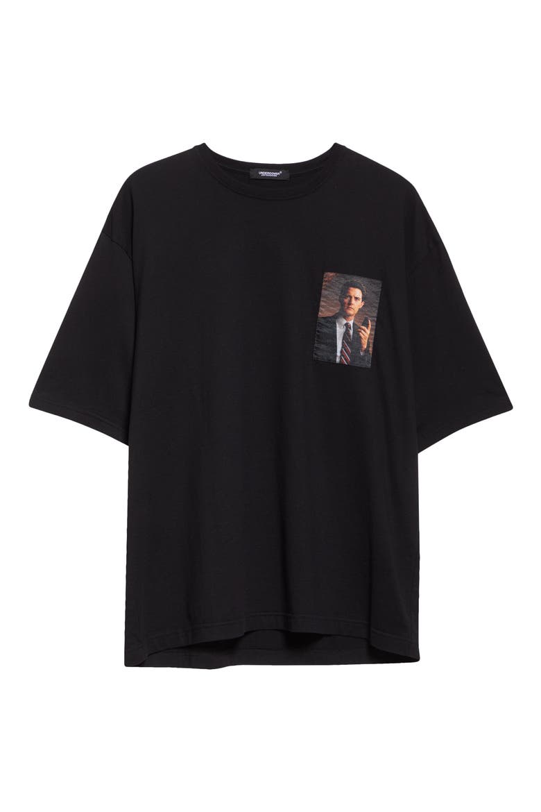 'Twin Peaks' Oversize Cotton Graphic T-Shirt, Alternate, color, BLACK