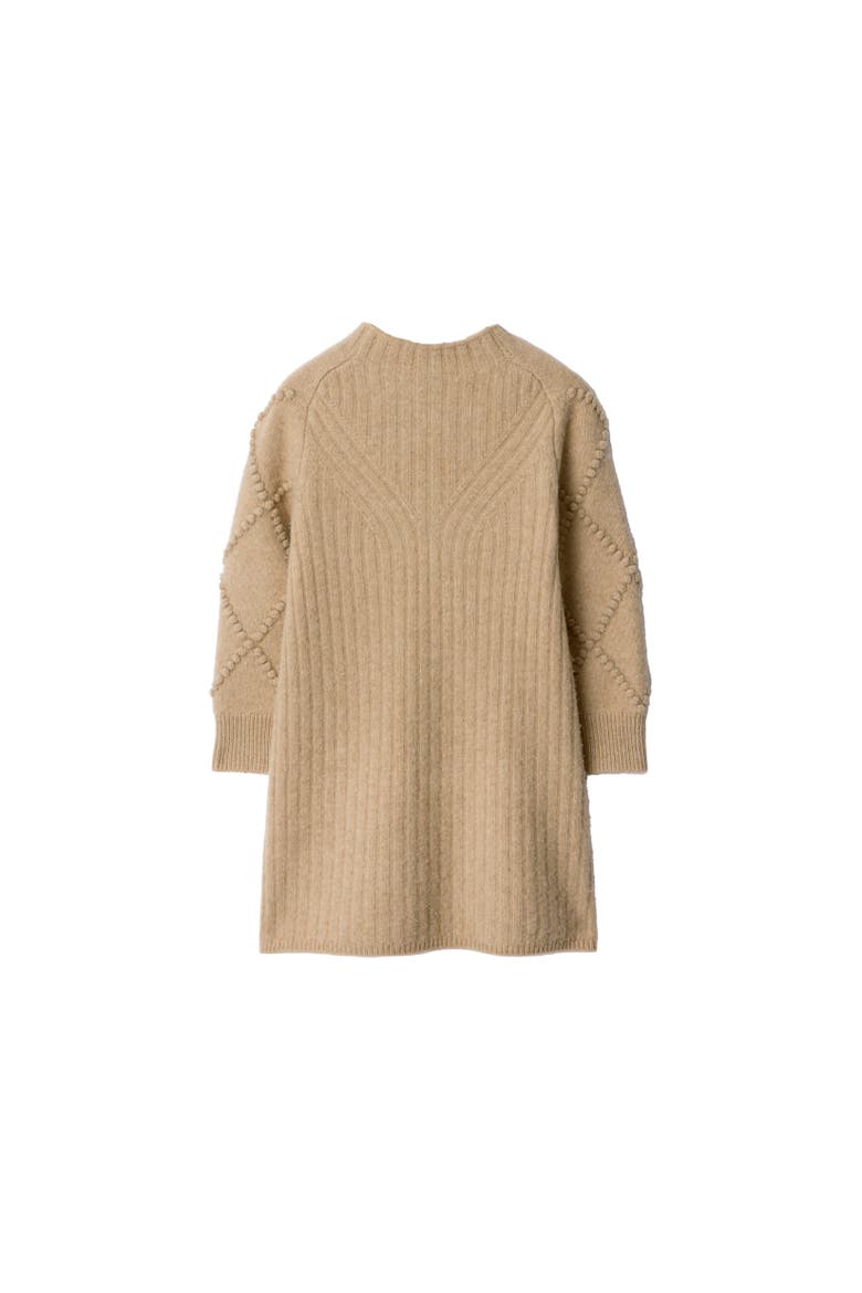 Check Bow Wool Cashmere Dress, Alternate, color, Oatmeal melange