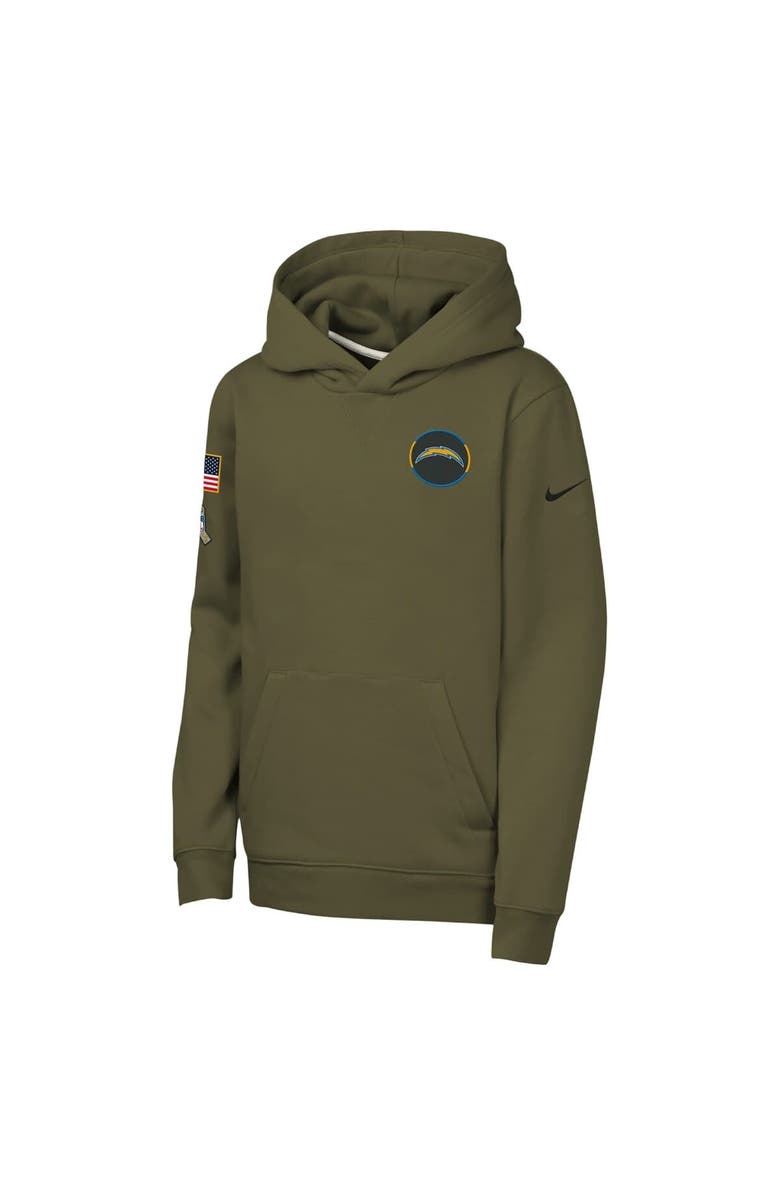 Nike Youth Nike Olive Los Angeles Chargers 2025 Salute to Service Club Fleece Hoodie, Alternate, color, Olive