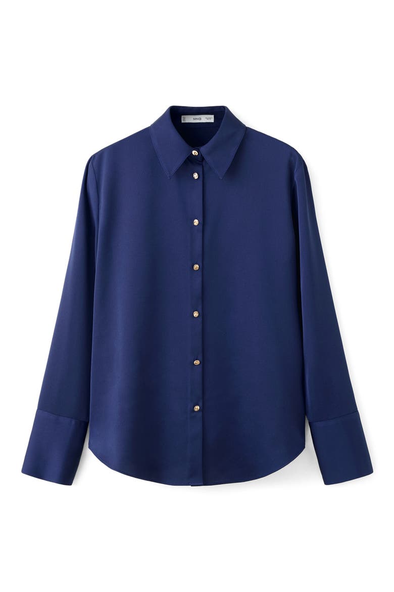 Flowy Satin Shirt, Alternate, color, BLUE