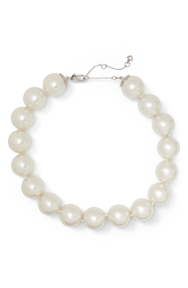 Kate Spade New York imitation pearl beaded collar necklace, Main, color,