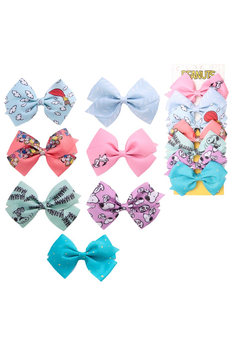 PEANUTS Snoopy Woodstock Hair Bows 7-Piece Set Peanuts Gifts, Main, color, Multicolored