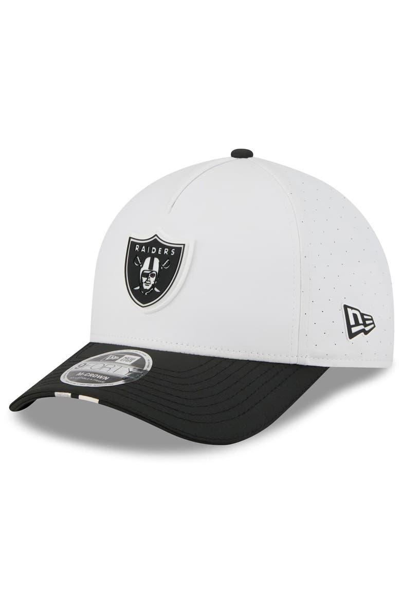 New Era Men's New Era White/Black Las Vegas Raiders 2025 NFL Training Camp A-Frame 9FORTY Adjustable Hat, Main, color, White
