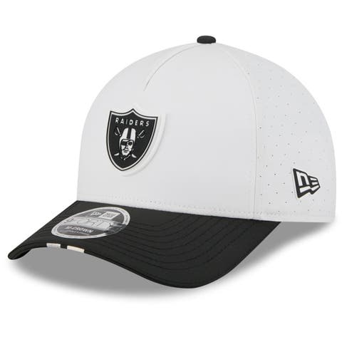 Men's New Era  White/Black Las Vegas Raiders 2025 NFL Training Camp A-Frame 9FORTY Adjustable Hat