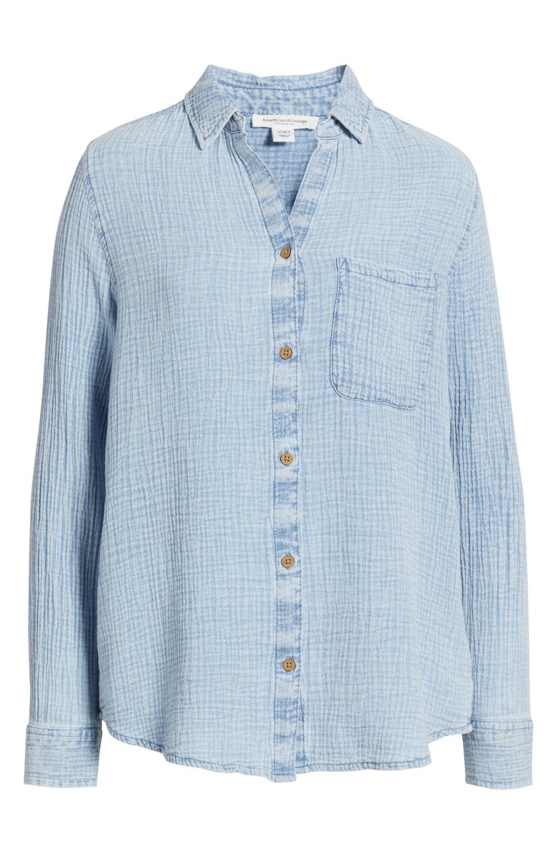 beachlunchlounge Lessi Cotton Gauze Button-Down Shirt, Alternate, color, 
