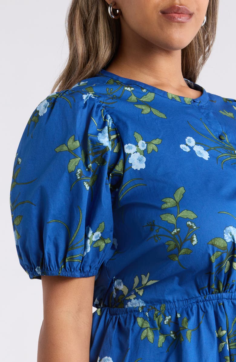 SUGARLIPS Sendra Floral Alba Drawstring Waist Cotton Minidress, Alternate, color, Navy-Blue-Grn