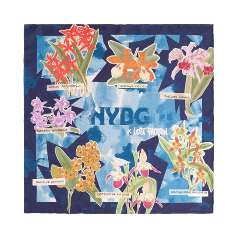X NYBG "Orchid On the Block" Silk Bandana Scarf