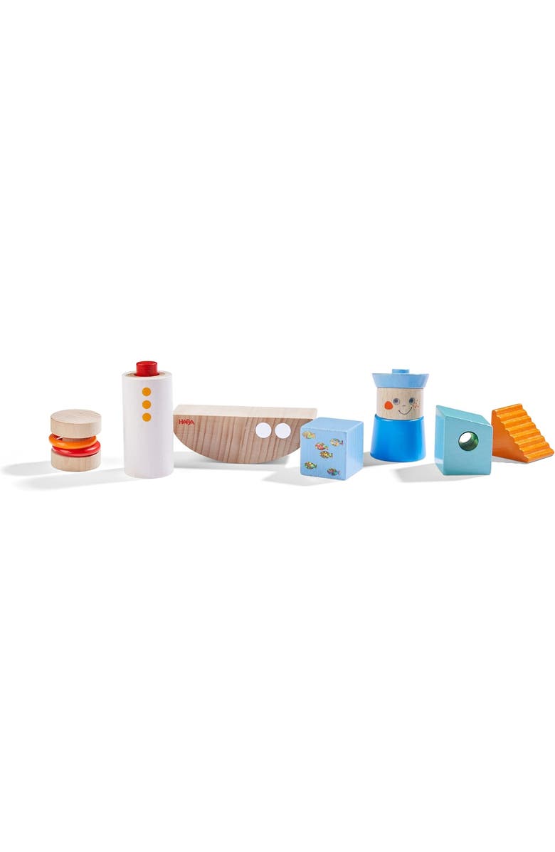 HABA Discovery Building Blocks Boat - Montessori Wooden Toys, Toddler Learning Toys 1-3, Educational Sensory Stacking Blocks, Made in Germany, Alternate, color, Multi