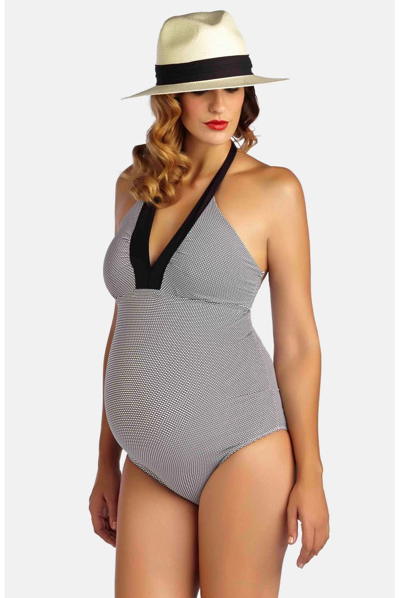 Montego Bay One-Piece Maternity Swimsuit, Main, color, BLACK