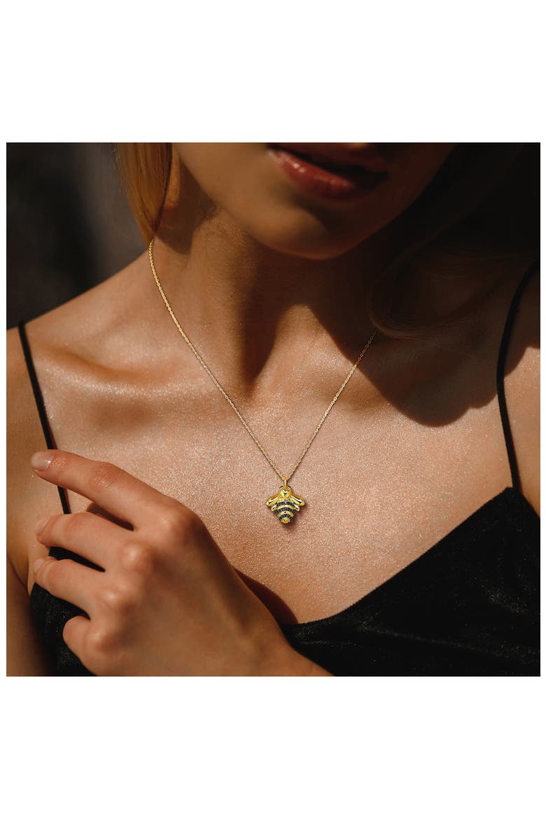 Black Spinel Bumblebee Pendant Necklace, Alternate, color, GOLD