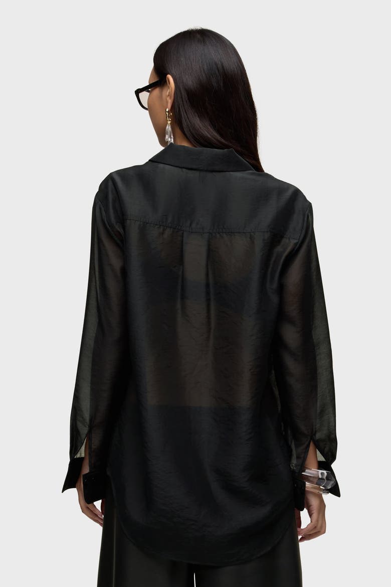 Sheer Oversized Button Up, Alternate, color, BLACK