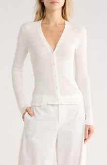 Vince Ribbed Button Front Cardigan