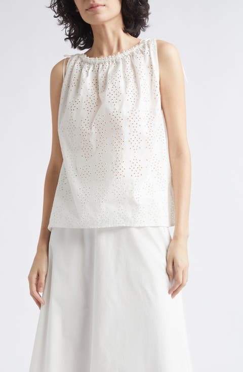 Harriet Eyelet Boat Neck Top