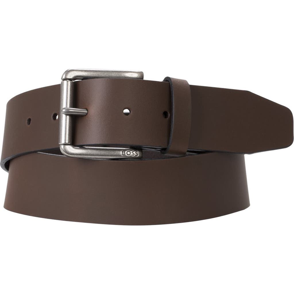 Hugo Boss Boss Joris Leather Belt In Dark Brown