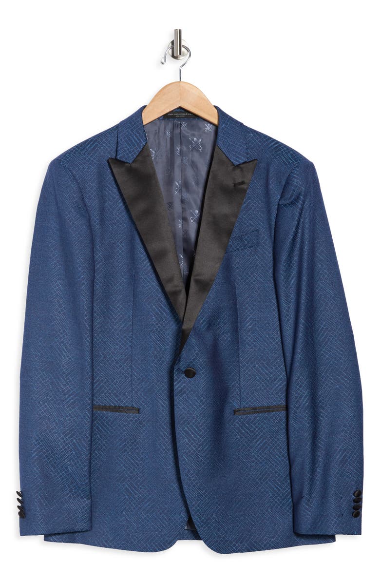 John Varvatos Star USA Geometric Wool Blend Dinner Jacket, Alternate, color, Blue
