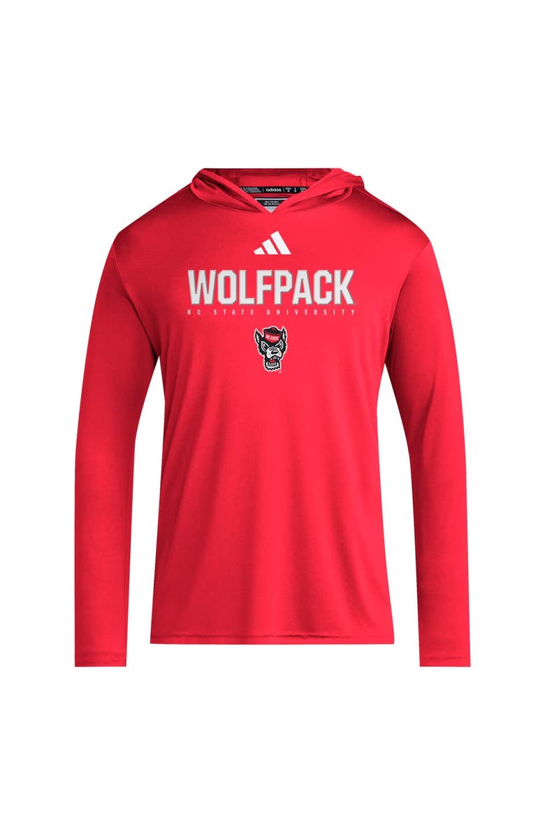 adidas Men's adidas Red NC State Wolfpack 2025 AEROREADY Sideline Training Long Sleeve Hooded T-Shirt, Alternate, color, Red