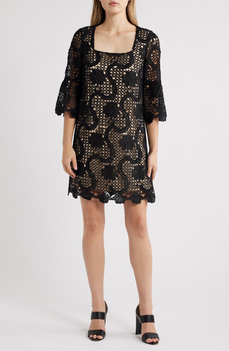 Anne Klein Floral Lace Shift Dress, Main, color, 