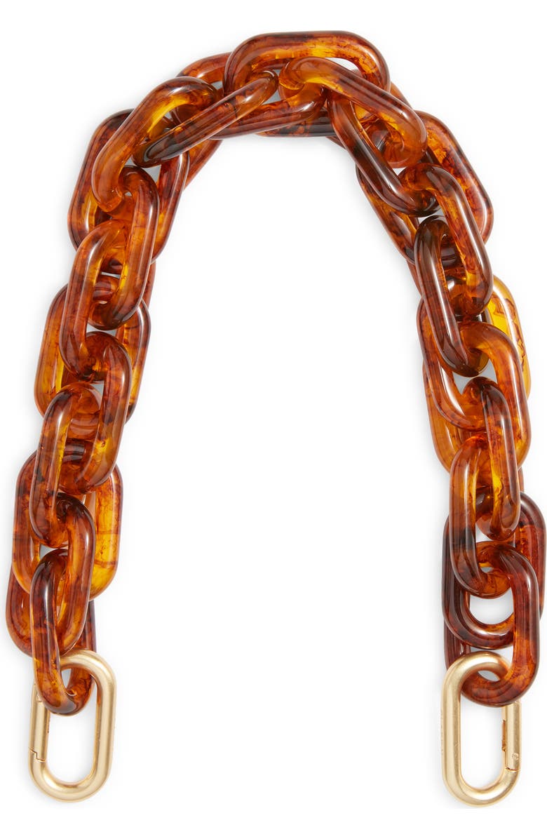 Clare V. Shortie Resin Link Chain Strap, Main, color, Tortoise Resin