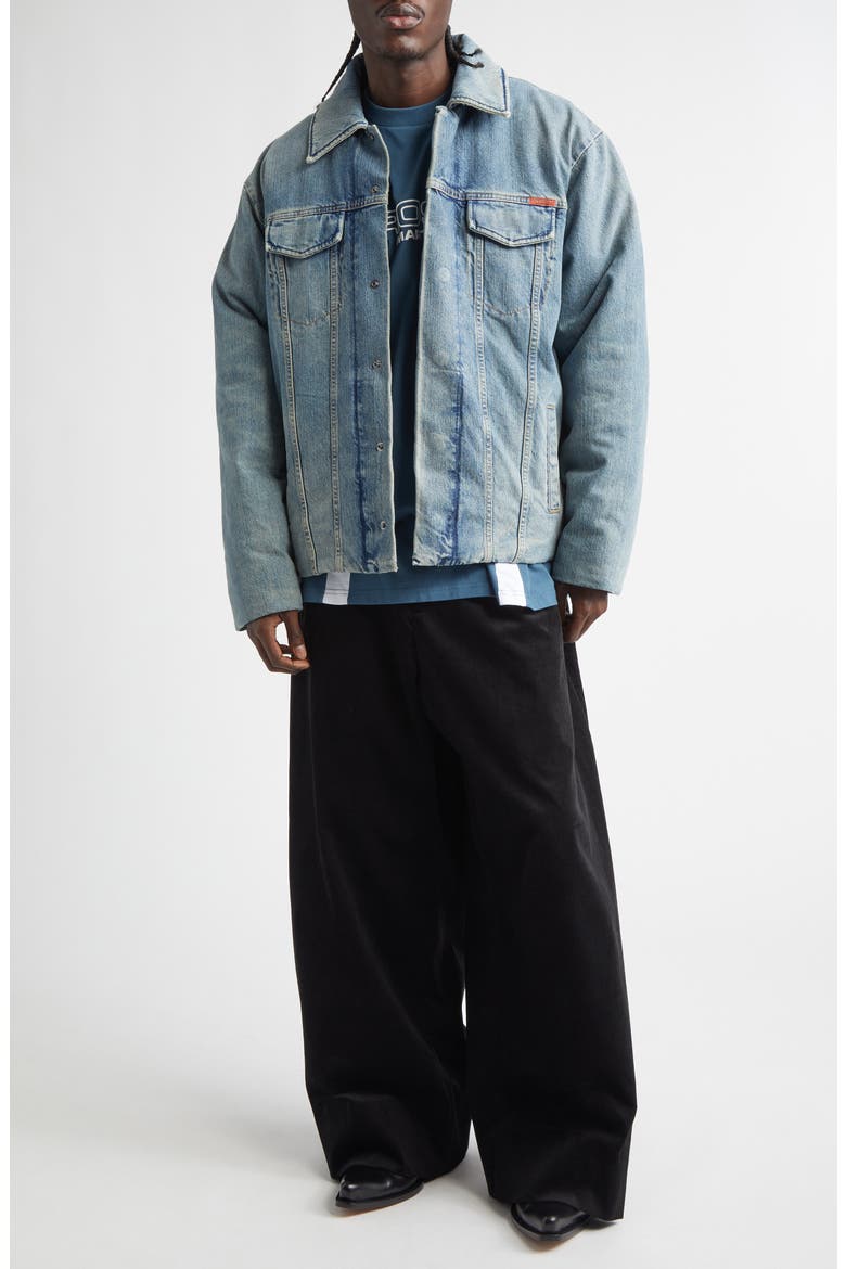 Padded Denim Jacket, Alternate, color, BLUE