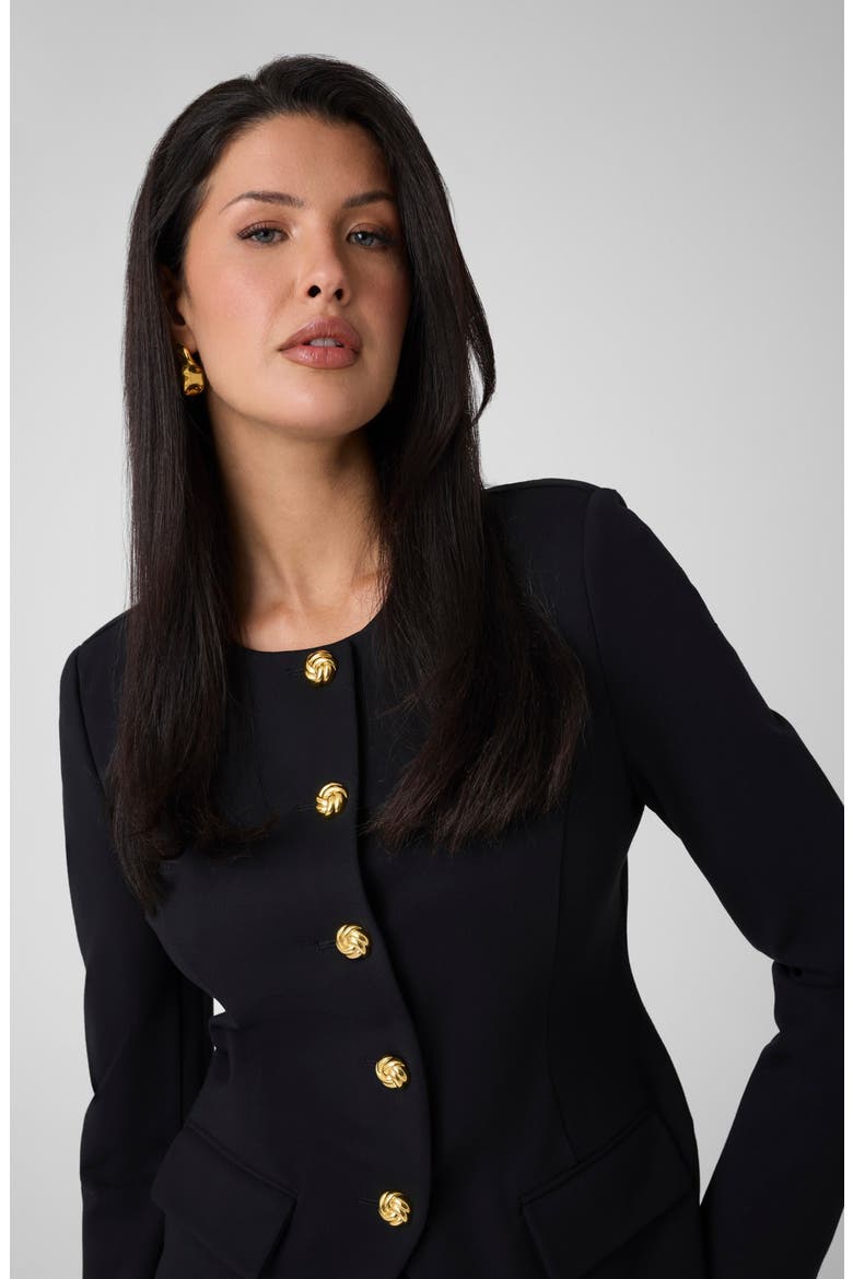 Sophia Collarless Ponte Blazer, Alternate, color, JBLACK-BLACK