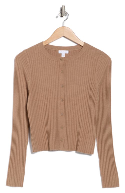 Leith Fitted Button Front Cardigan In Brown
