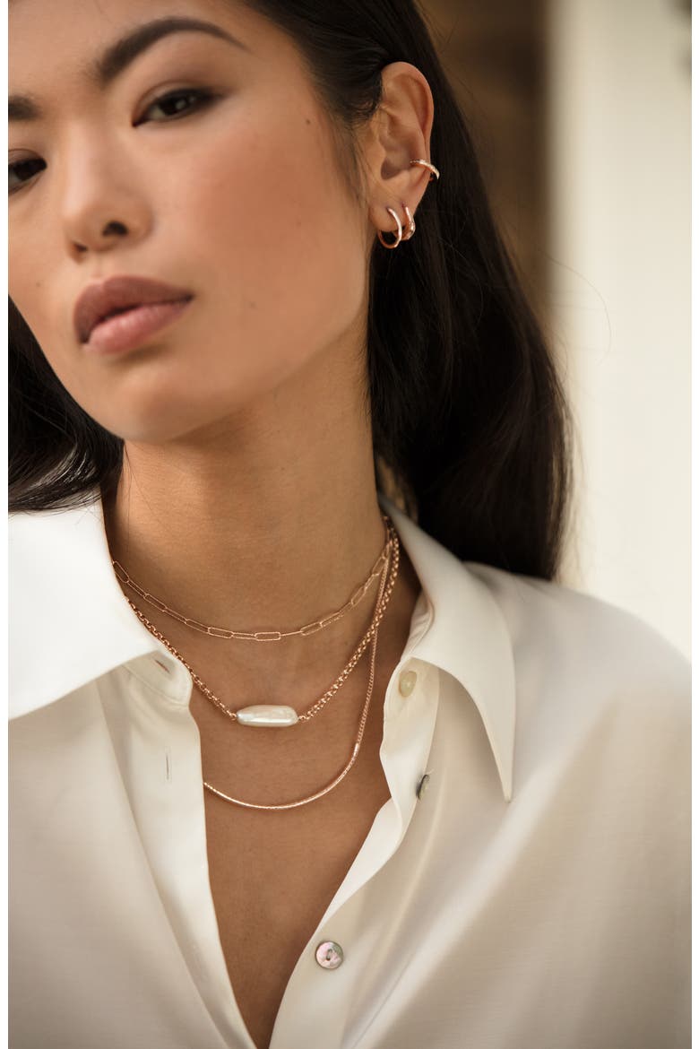 Alta Textured Chain Link Necklace, Alternate, color, ROSE GOLD