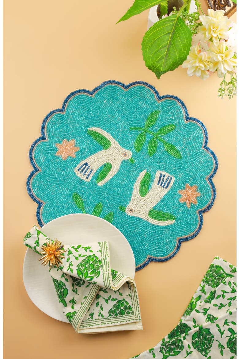 The Aqua Serenity Beaded Placemat, Alternate, color, BLUE TURQUOISE
